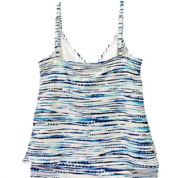La Blanca Swimwear Tonal Tidal Striped Tankini Set Blue Cream Size Small | 6/8 - Picture 8 of 13